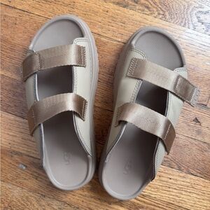 Ugg Kids Neutral Tan Slip-On Sandals with Adjustable Straps